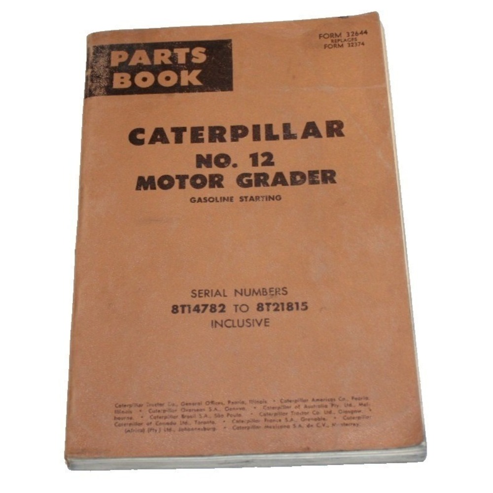 VTG 1963 Caterpillar No. 12 Motor Grader Parts Book S/N 8T14782 to 8T21815 PB